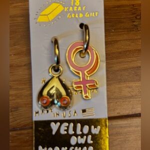 Yellow Owl Female Earrings